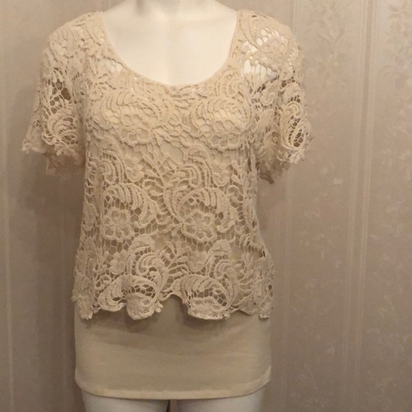 Heart Soul Crochet Lace Top Ivory NWT - Picture 2 of 6